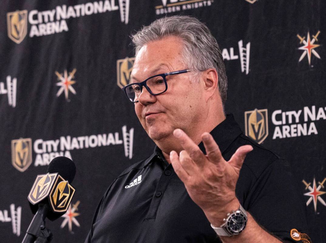 Golden Knights General manager Kelly McCrimmon speaks about the firing of head coach Pete DeBoe ...