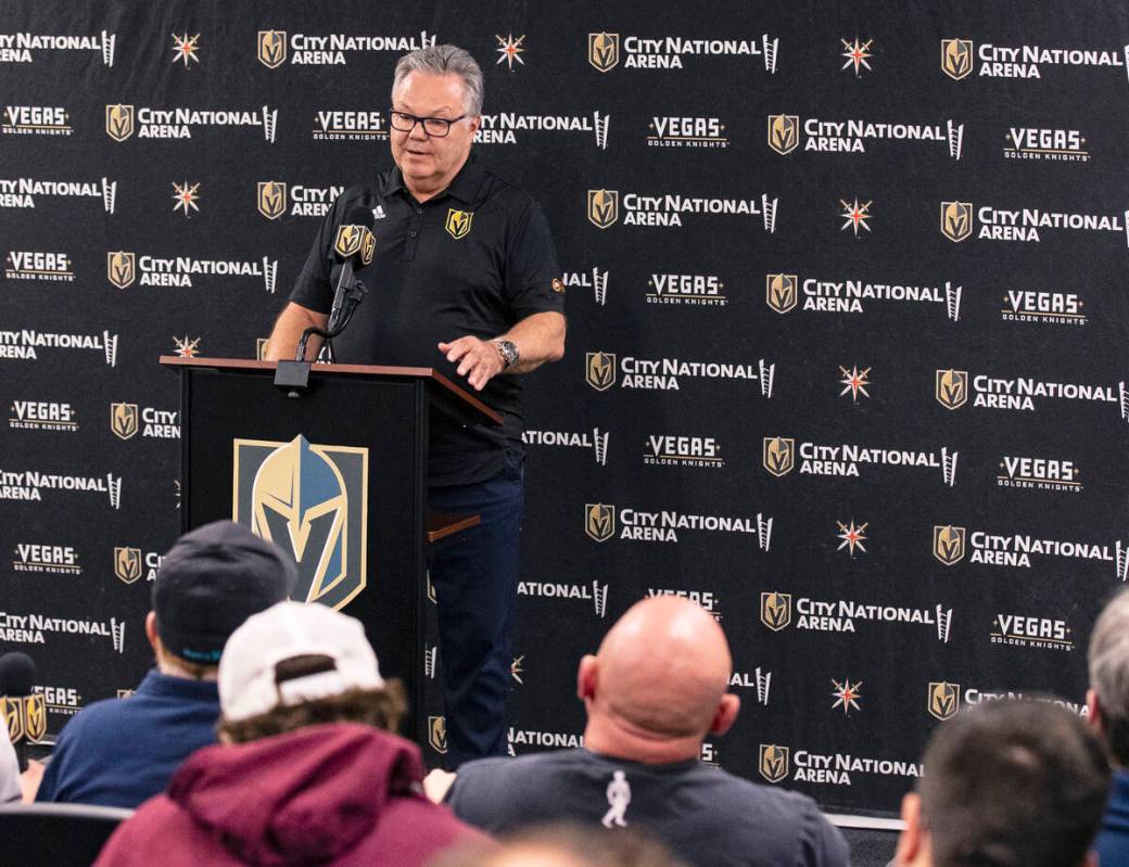 Golden Knights General manager Kelly McCrimmon speaks about the firing of head coach Pete DeBoe ...