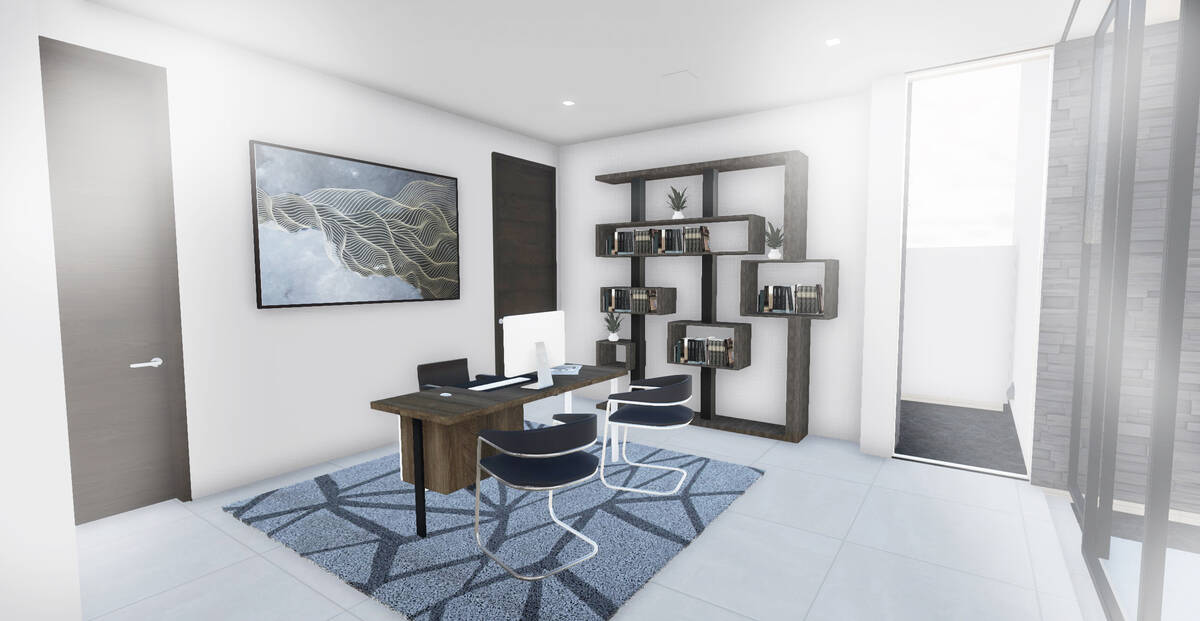 The home measures 7,575 square feet and has three en suite bedrooms; flex bedroom/office space; ...