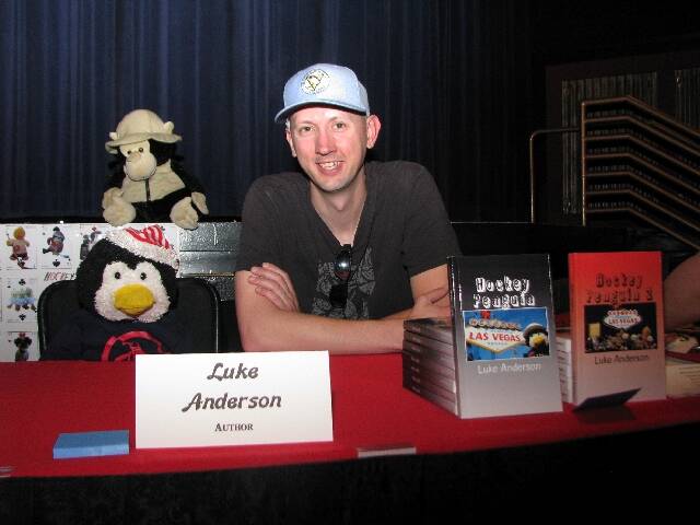 Author Luke Anderson talked with Clark County School District librarians at an event in The Rai ...