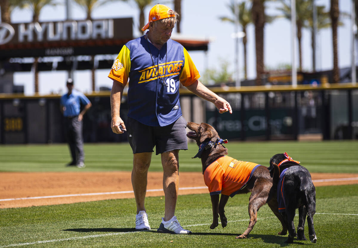 Fred Hassen, founder of Sit Means Sit dog training, works with Las Vegas Aviator ...