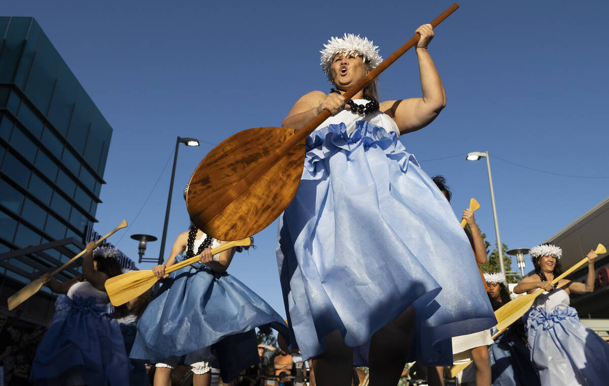 Dancers entertain the crowd during Lei Day, a new parade to celebrate and kick off Asian Pacifi ...