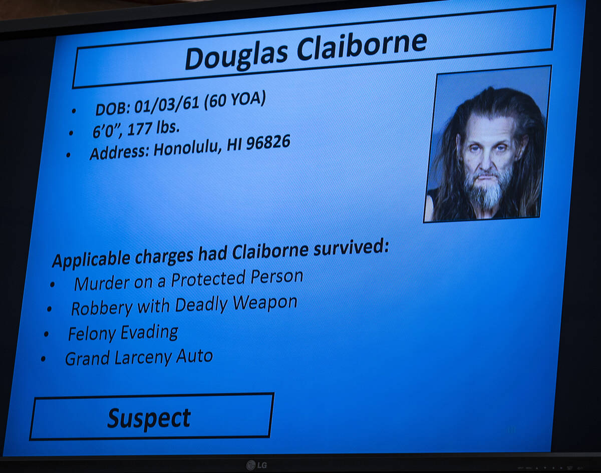 Douglas Claiborne’s photograph and applicable charges, had Claiborne survived, are displ ...