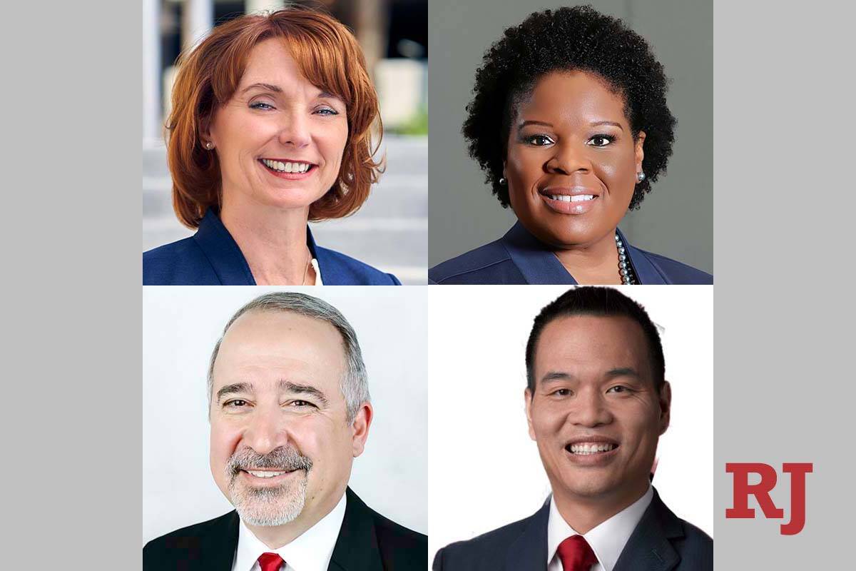 Clockwise from top left: Noreen DeMonte, Cybill Dotson, Vincent Ginn and Mark Karris, candidate ...