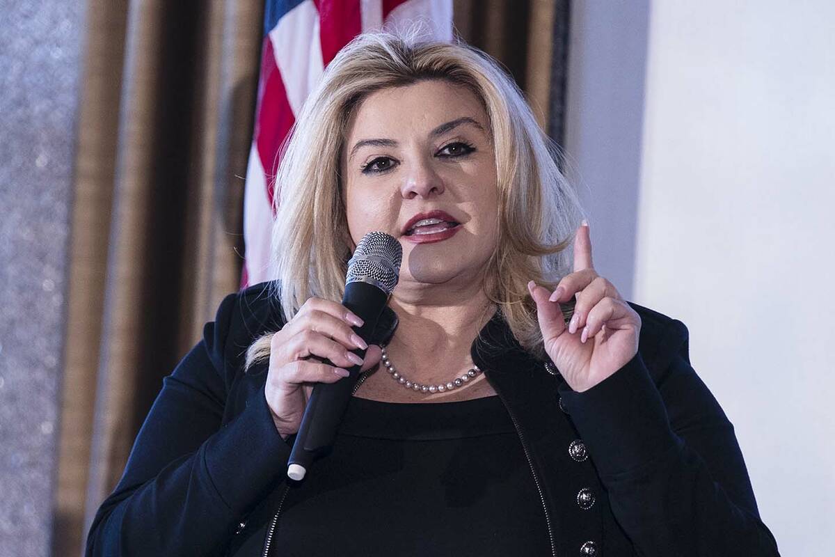 Michele Fiore, then a Republican candidate for Nevada governor, speaks during a debate on Feb 8 ...