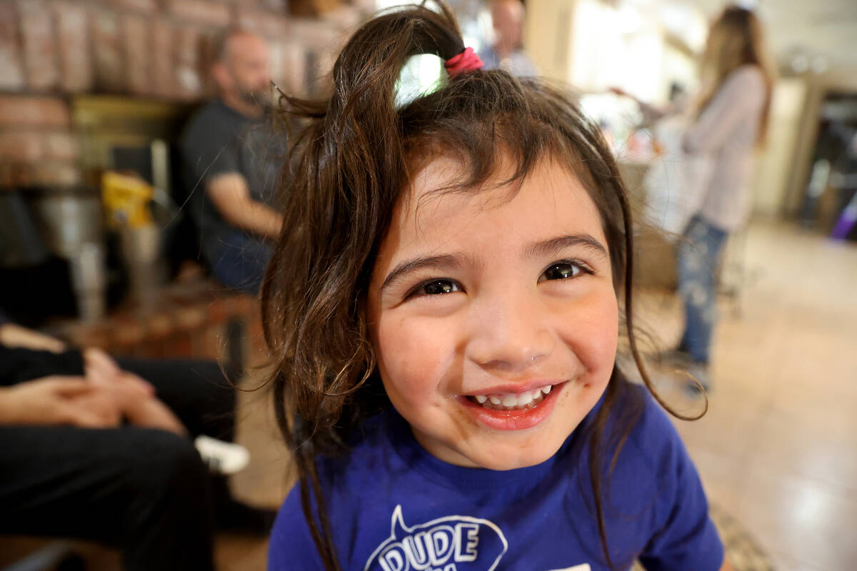 Joselyn Elizabeth Hairr, 3, at her Henderson home Friday, April 22, 2022. Her parents, Aimee an ...
