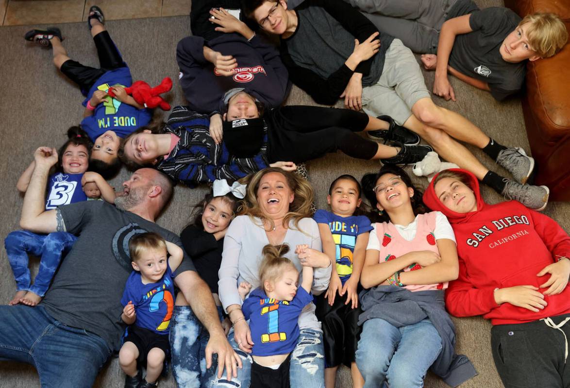 Aimee and Heath Hairr with their 12 children, Nolan Michael Hairr, 21, Landon James Doyle Hairr ...