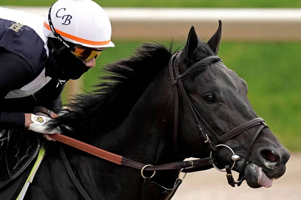 Kentucky Derby entrant Zandon works out at Churchill Downs Wednesday, May 4, 2022, in Louisvill ...