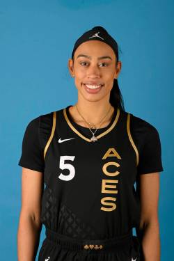LAS VEGAS - 2 MEI: Dearica Hamby #5 dari Las Vegas Aces berpose untuk headshot selama media...