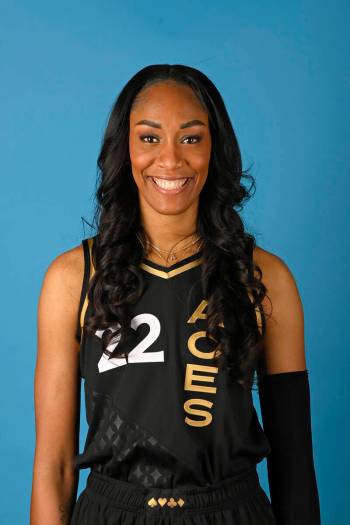 LAS VEGAS - MAY 02: A'ja Wilson #22 of the Las Vegas Aces poses for a head shot during media d ...