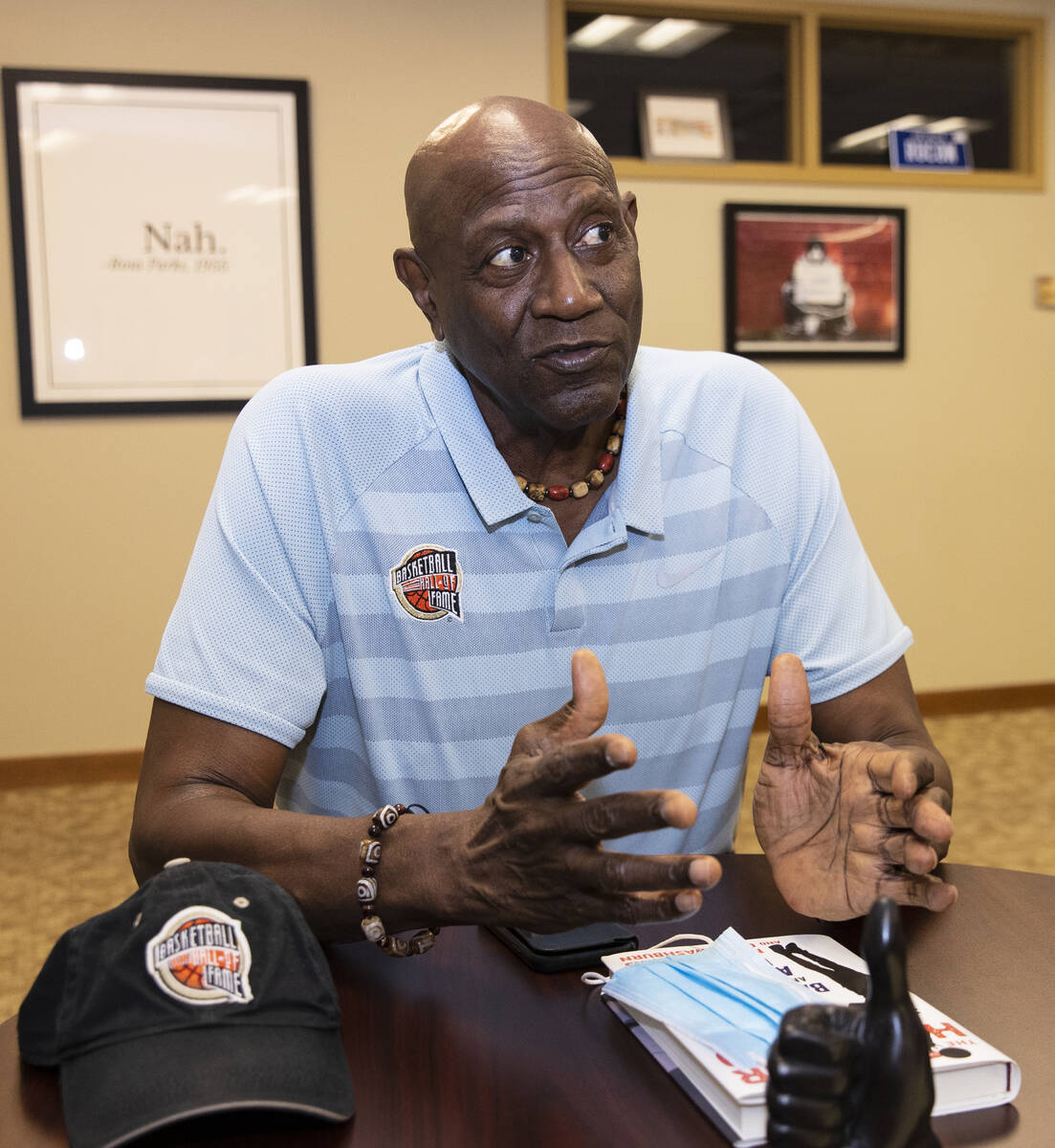 Pro basketball legend Spencer Haywood speaks during an interview with the Review-Journal, on Mo ...