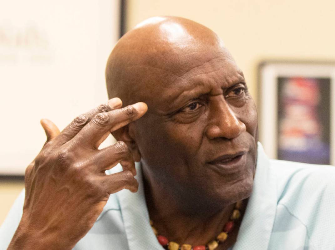 Pro basketball legend Spencer Haywood speaks during an interview with the Review-Journal, on Mo ...