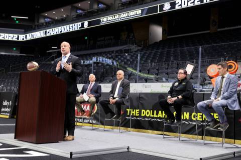 Indoor Football League Commissioner Todd Tryon speaks during an announcement at The Dollar Loan ...