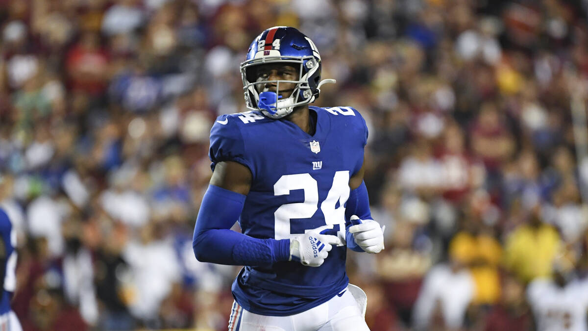 New York Giants cornerback James Bradberry (24) looks on between plays during the second half o ...