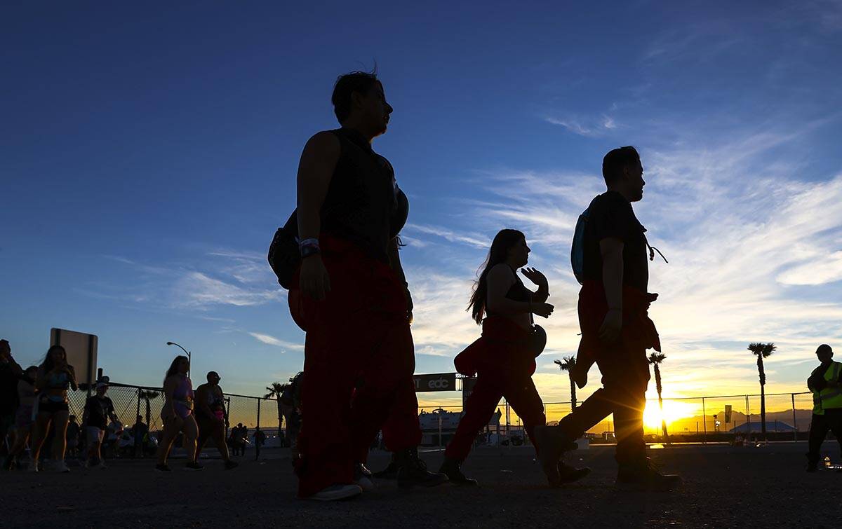 Attendees arrive for the first day of the Electric Daisy Carnival at the Las Vegas Motor Speedw ...