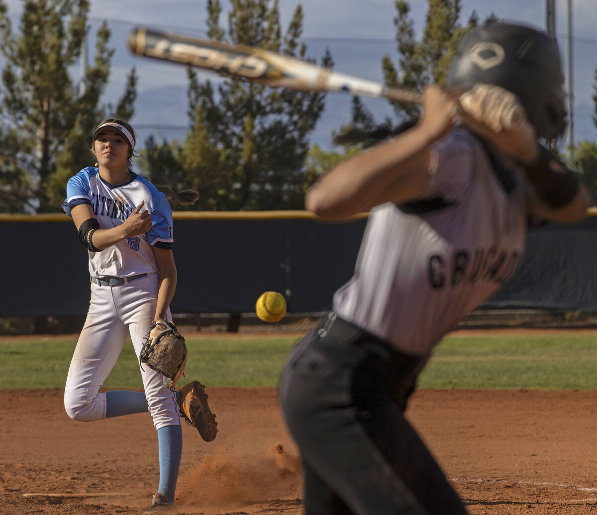 Centennial’s Madison Lucero (6) pitches during the girls Class 5A Southern Region tourna ...