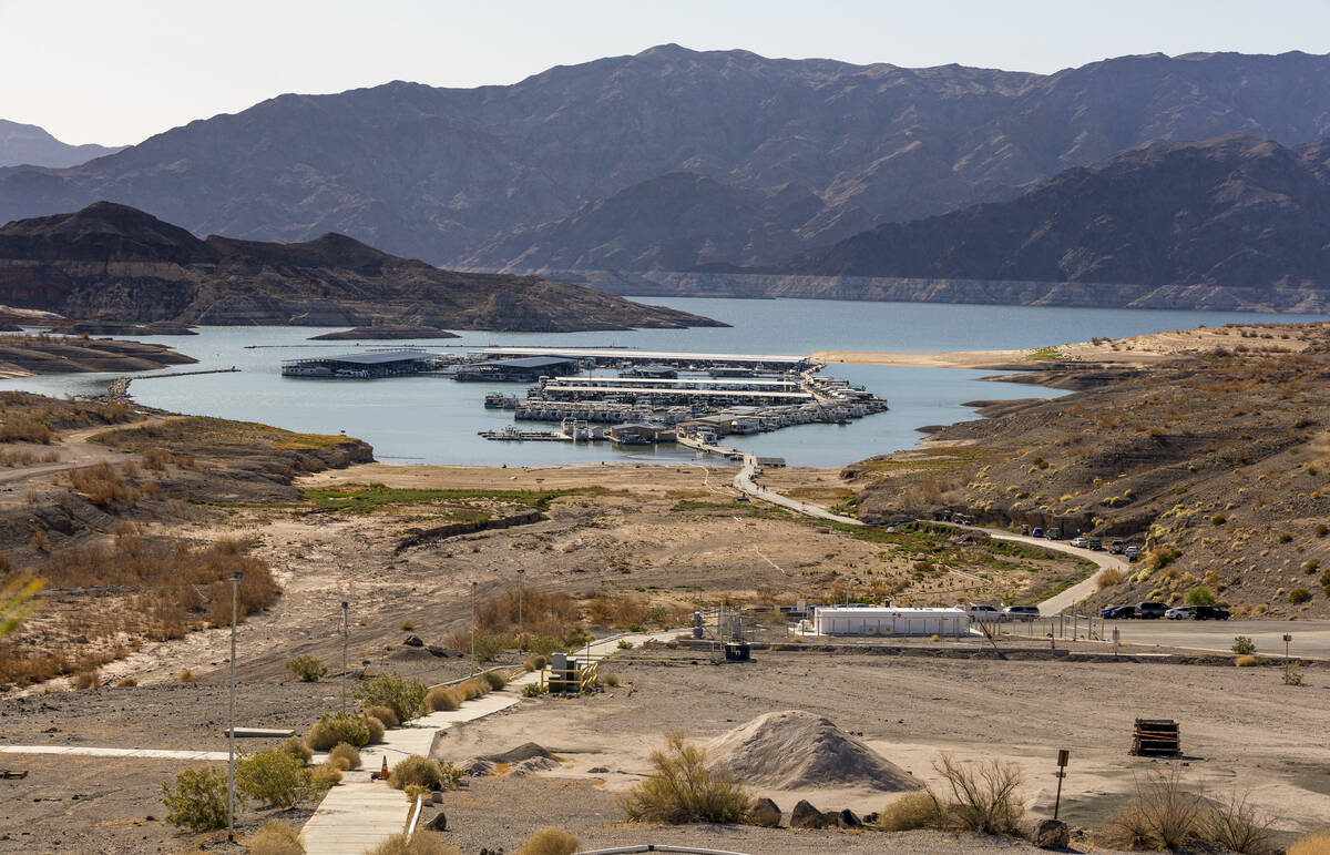 The waterline continues to recede in Callville Bay along the shoreline of Lake Mead at the Lake ...