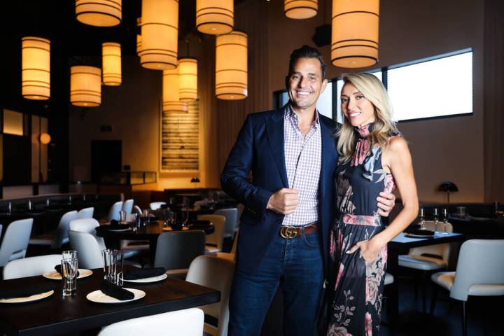 Bill Rancic and his wife, Giuliana Rancic, at their restaurant, RPM Italian, at the Forum Shops ...