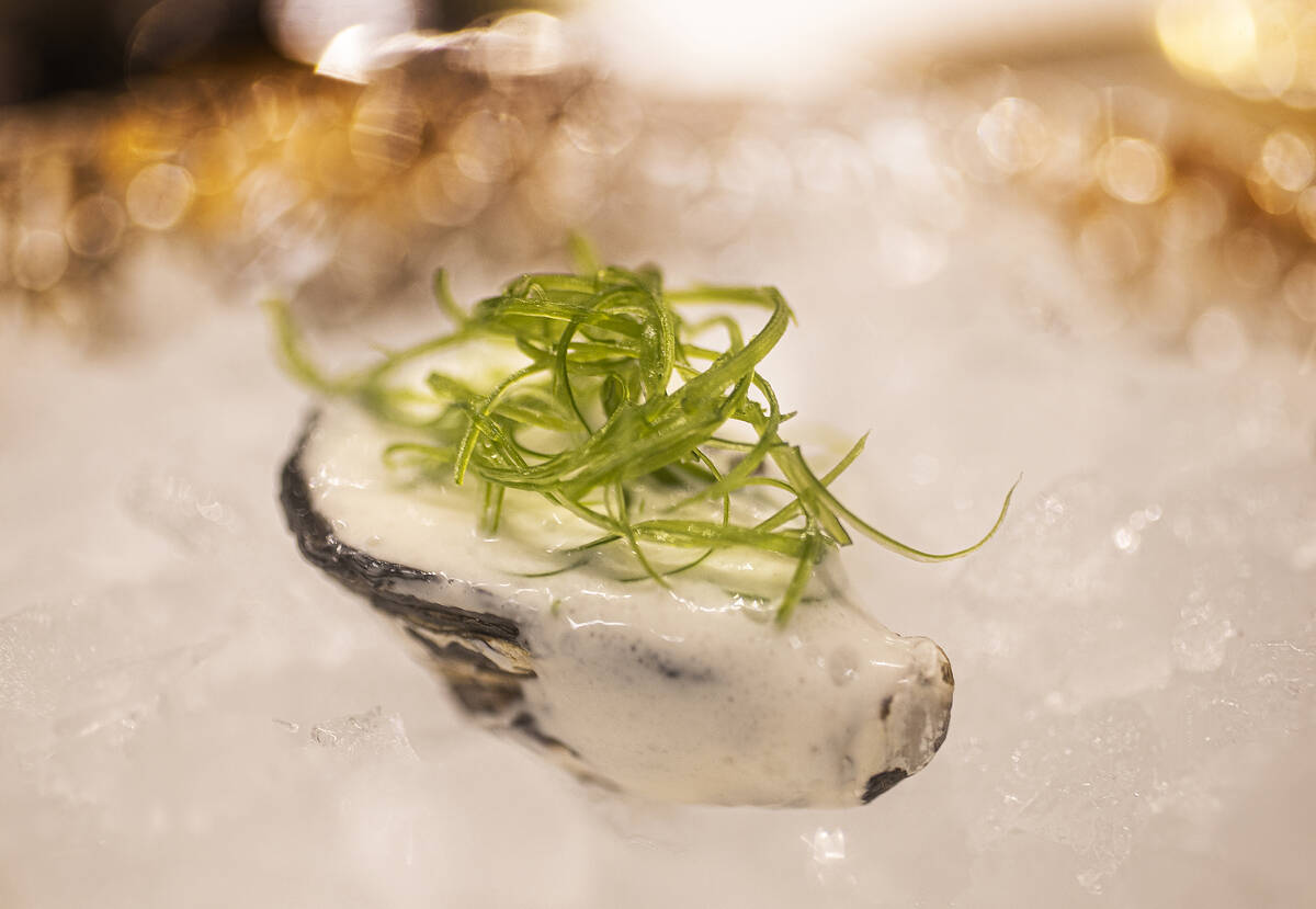 Osseta caviar and kusshi oysters at Le Cirque on Wednesday, Oct. 27, 2021, at Bellagio, in Las ...