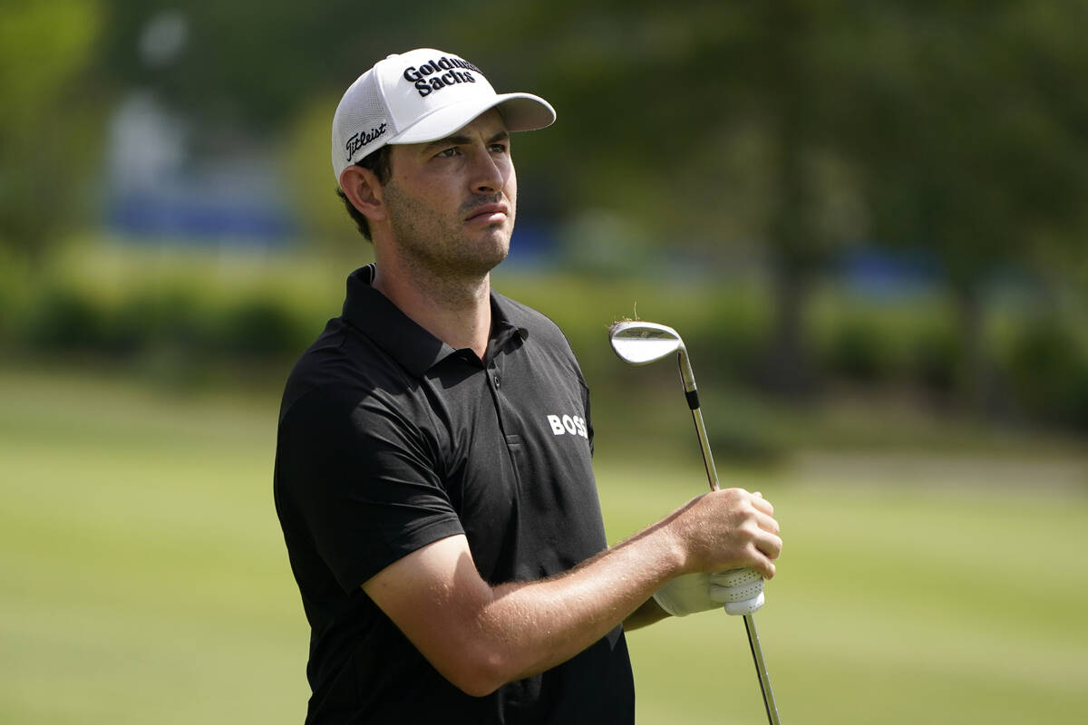 Patrick Cantlay watches his shot on the first fairway during the second round of the PGA Zurich ...