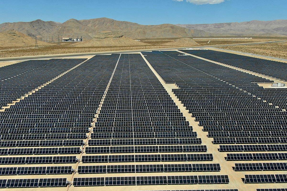 MGM’s 100 megawatt Mega Solar Array, located on 640 acres north of Las Vegas, will furni ...