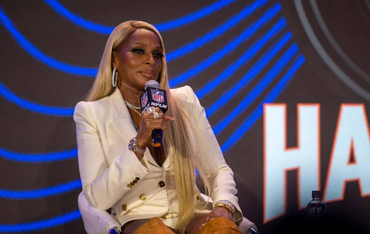 Award-winning singer and songwriter Mary J. Blige speaks about performing at Super Bowl 56 duri ...