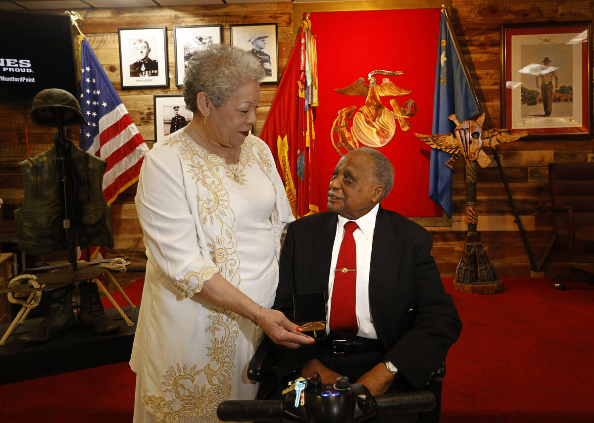 Henry Franklin Jackson, 96, left, of Las Vegas poses for a photo with his wife Millie Lockhart ...
