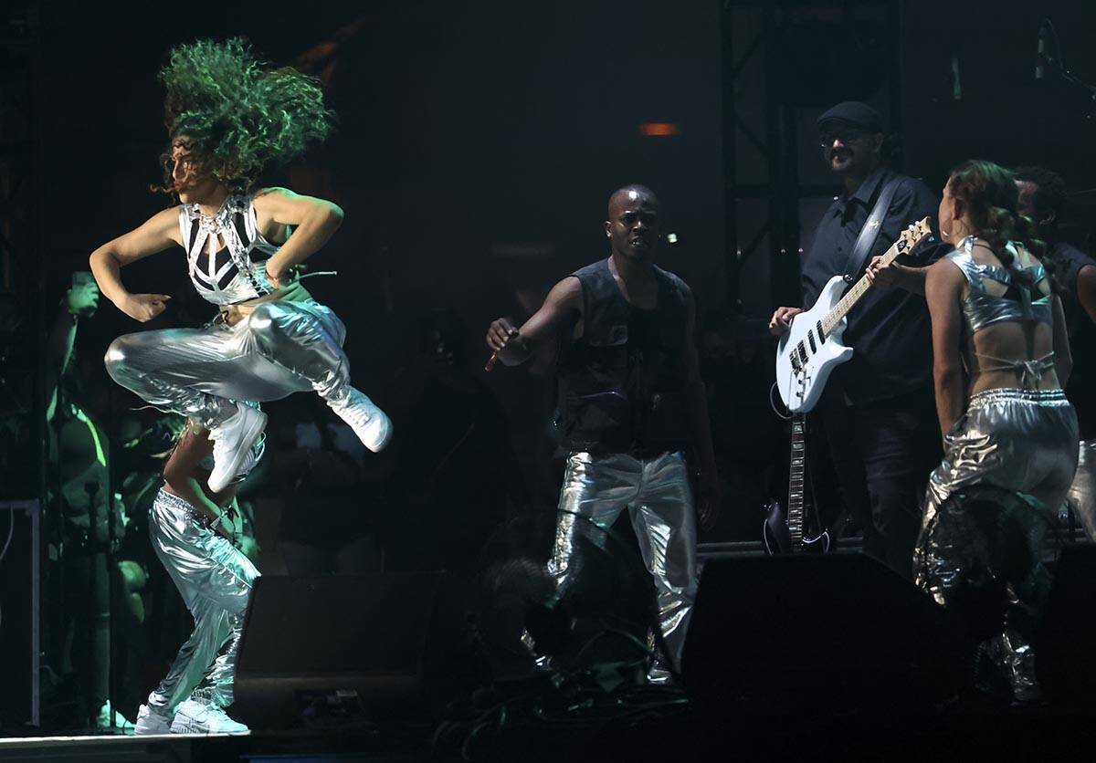 Dancers with TLC perform during the Lovers & Friends music festival on Saturday, May 14, 20 ...