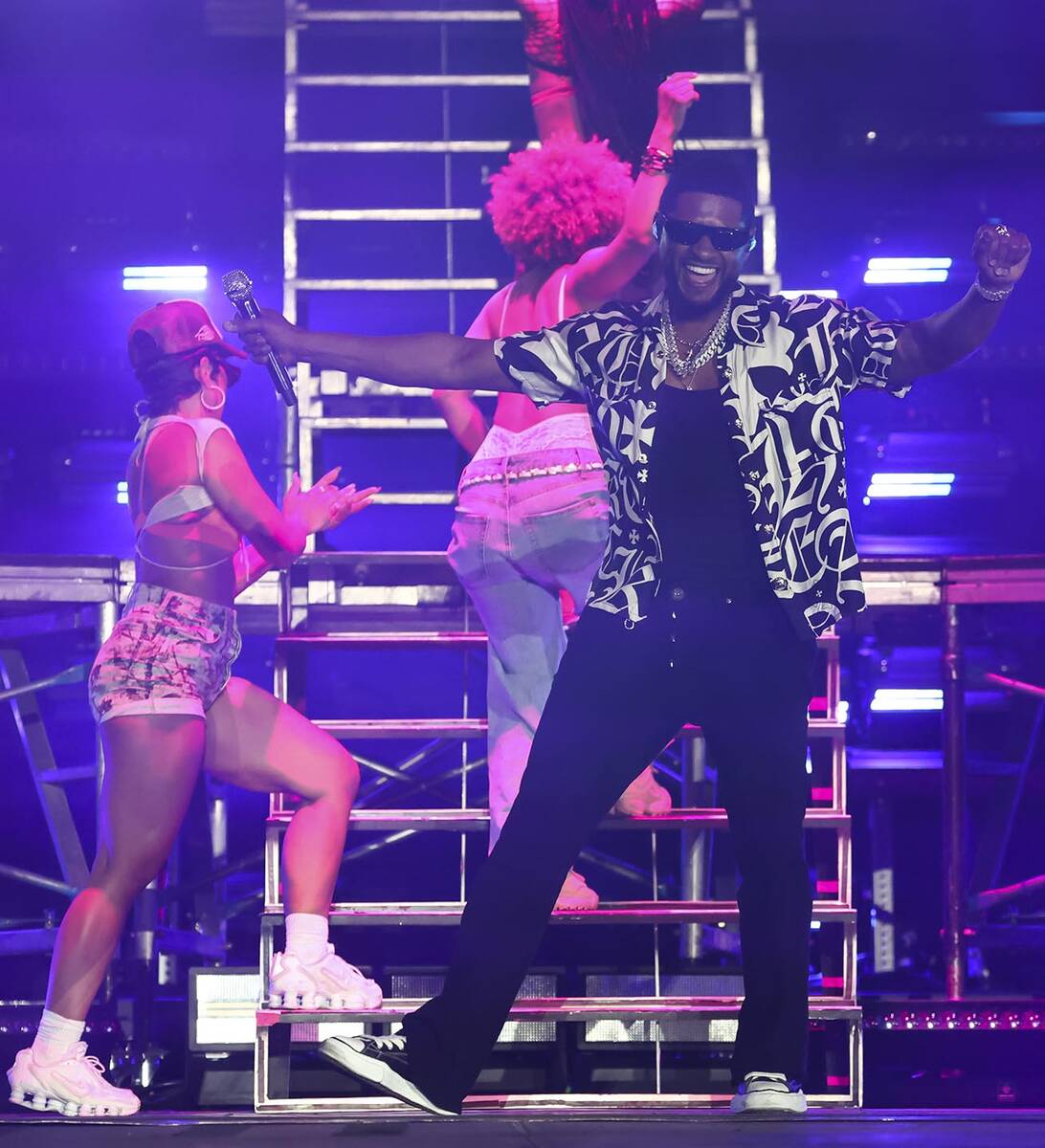 Usher performs during the Lovers & Friends music festival on Saturday, May 14, 2022, in Las ...