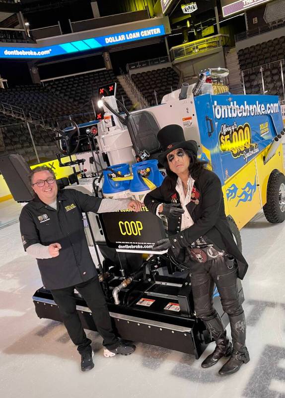 The Dollar Loan Center owner Chuck Brennan is with Alice Cooper during The Dollar Loan Center's ...