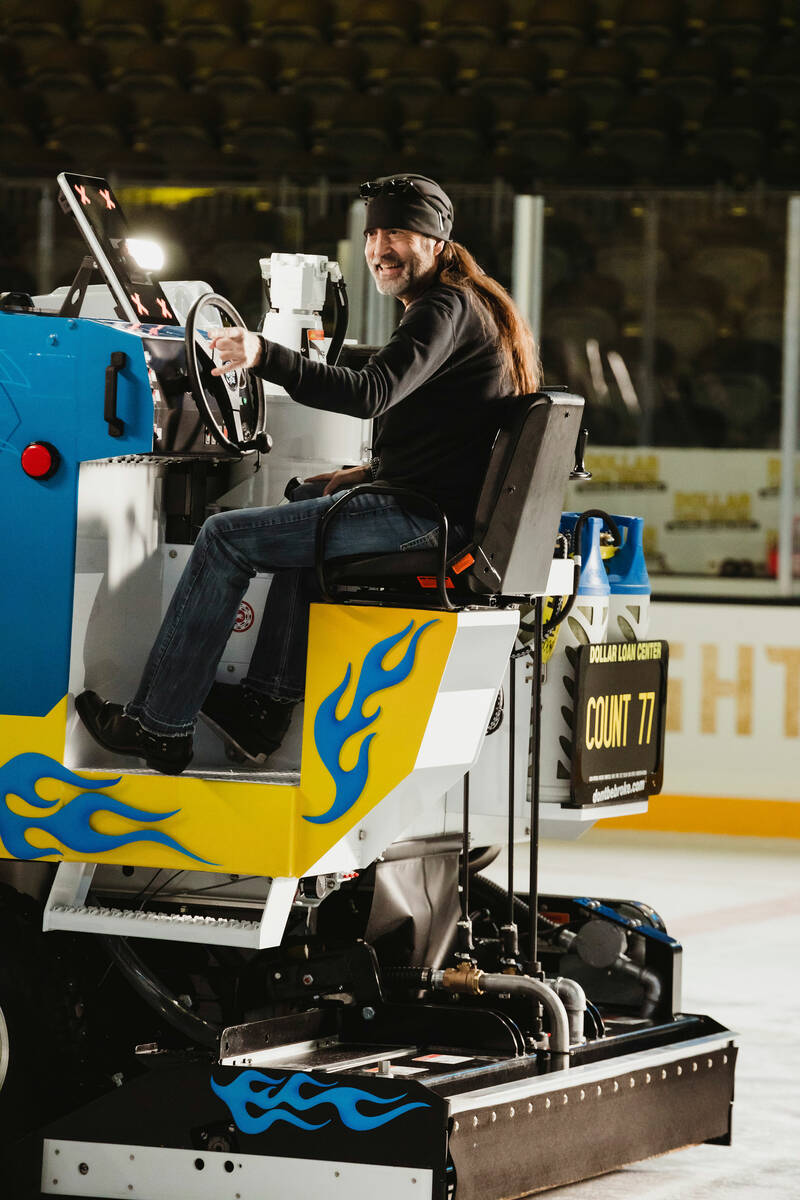 Vegas TV personality and Vamp'd owner Danny Counts is shown driving the Zamboni for The Dollar ...