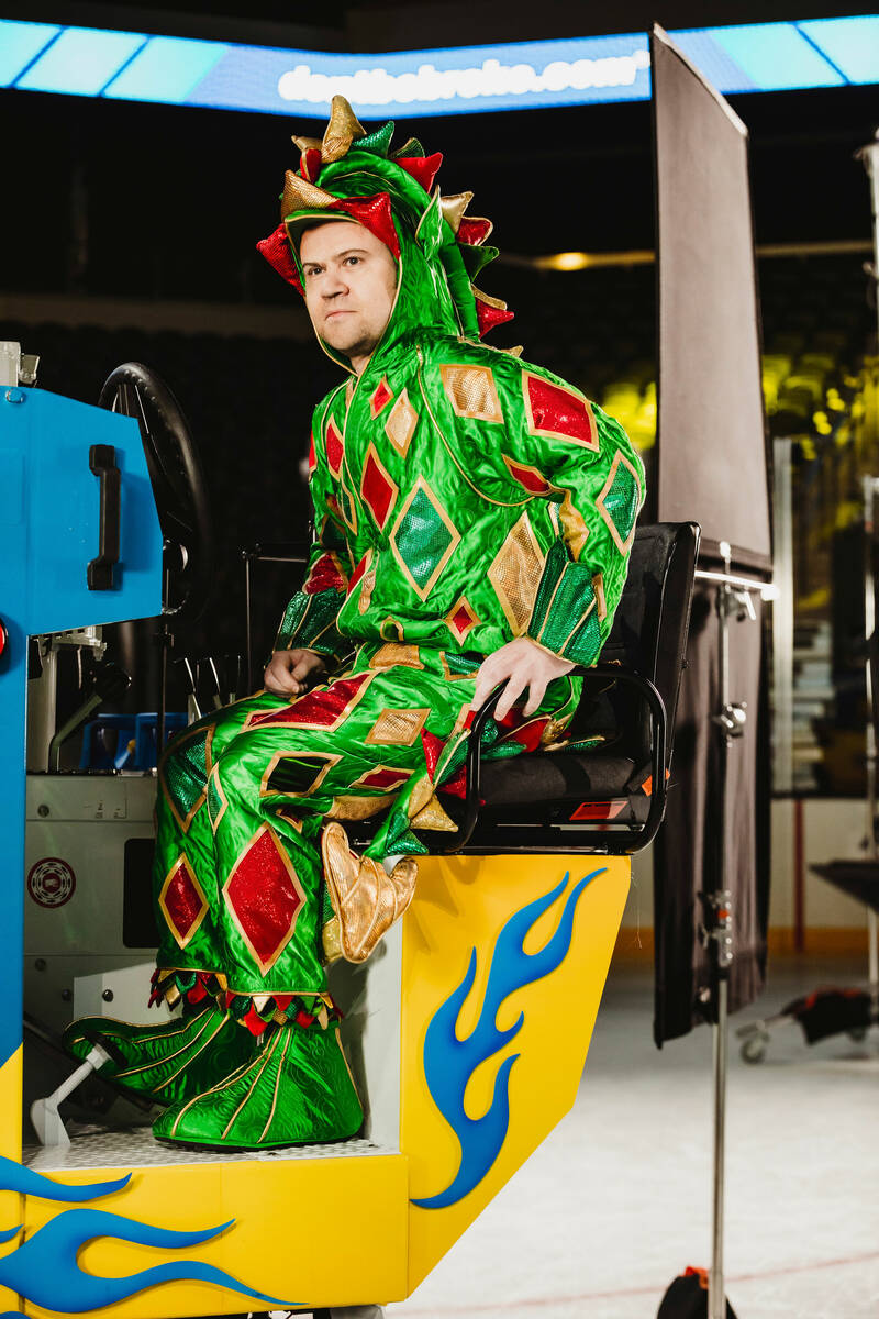 Piff the Magic Dragon is shown driving the Zamboni for The Dollar Loan Center's new ad campaign ...