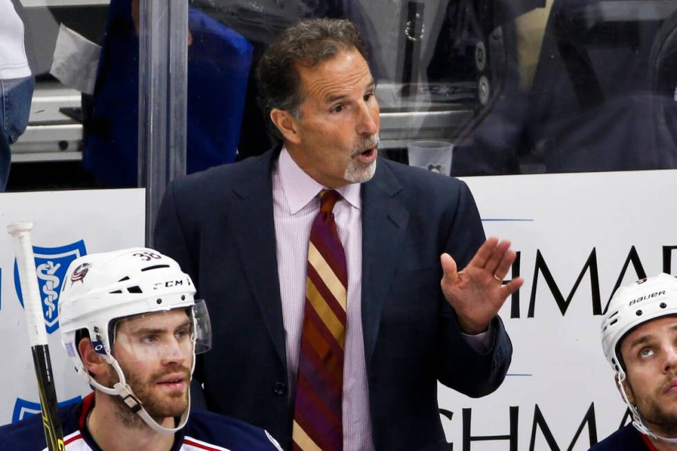 In this Nov. 13, 2015, file photo, Columbus Blue Jackets' John Tortorella gives instructions du ...