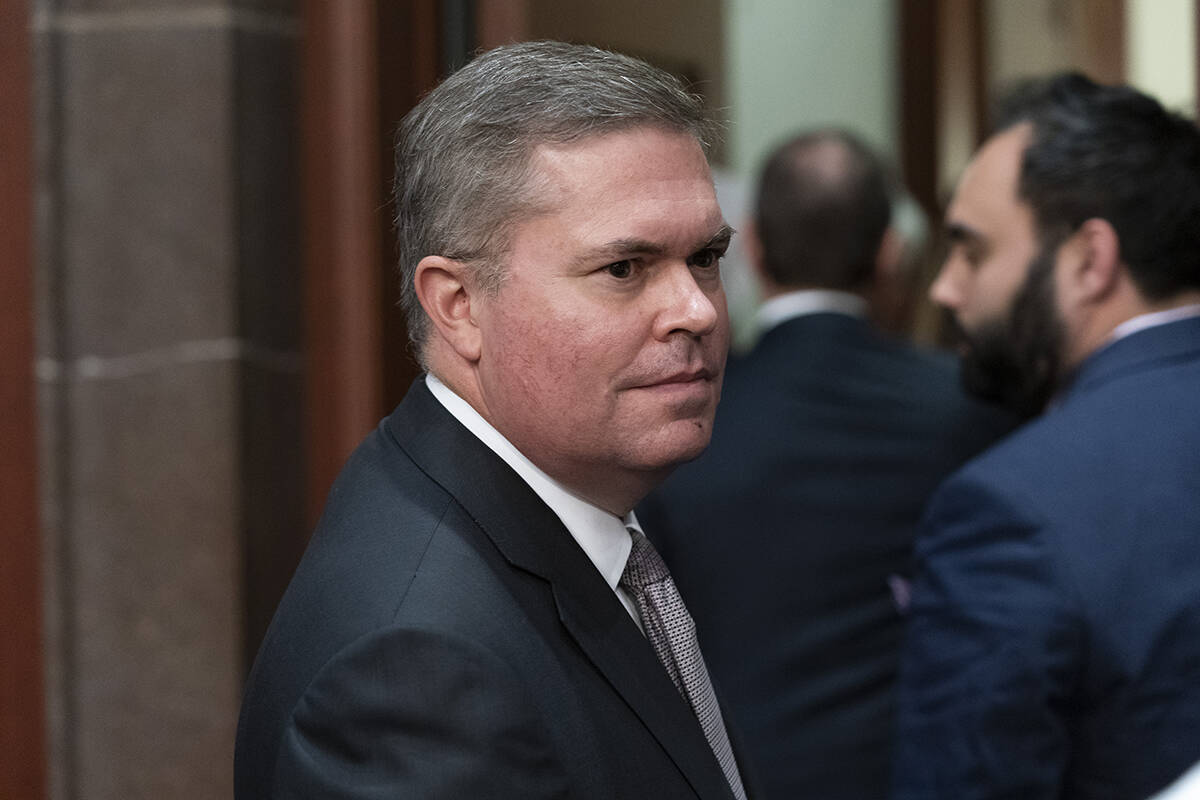 Deputy Director of Naval Intelligence Scott Bray departs after a hearing of the House Intellige ...