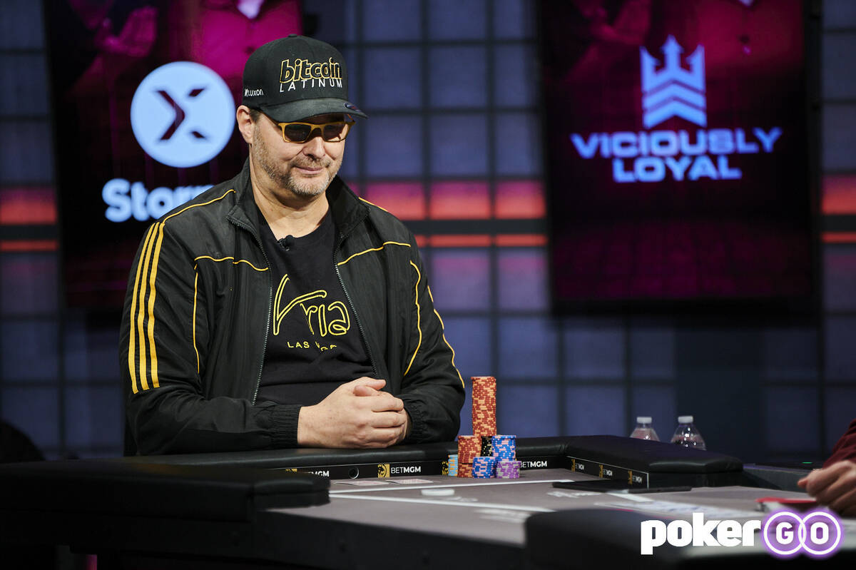 Phil Hellmuth plays on "High Stakes Duel III" on Tuesday at the PokerGO studio in Las Vegas. He ...