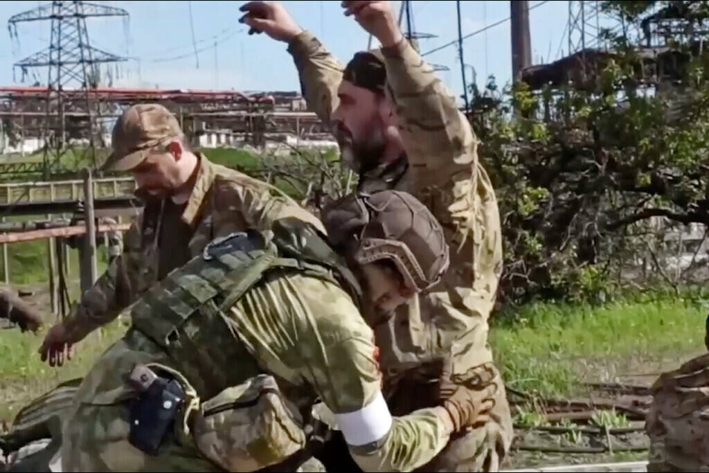 In this photo taken from video released by the Russian Defense Ministry Press Service on Tuesda ...