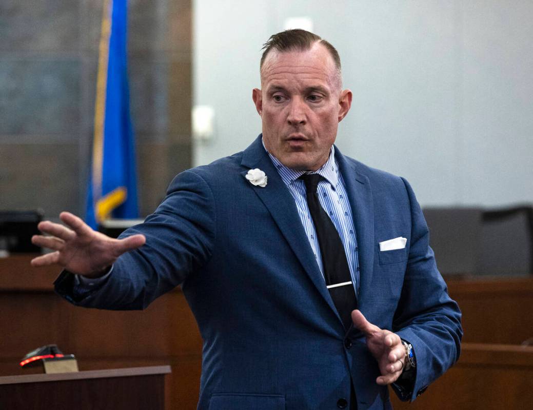 Defense attorney Jess Marches, representing Michael Solid, not photographed, delivers his openi ...