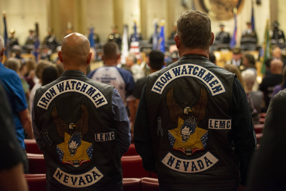 Michael Almaguer, left, and Dave Delaria of the law enforcement motorcycle club the Iron Watchm ...
