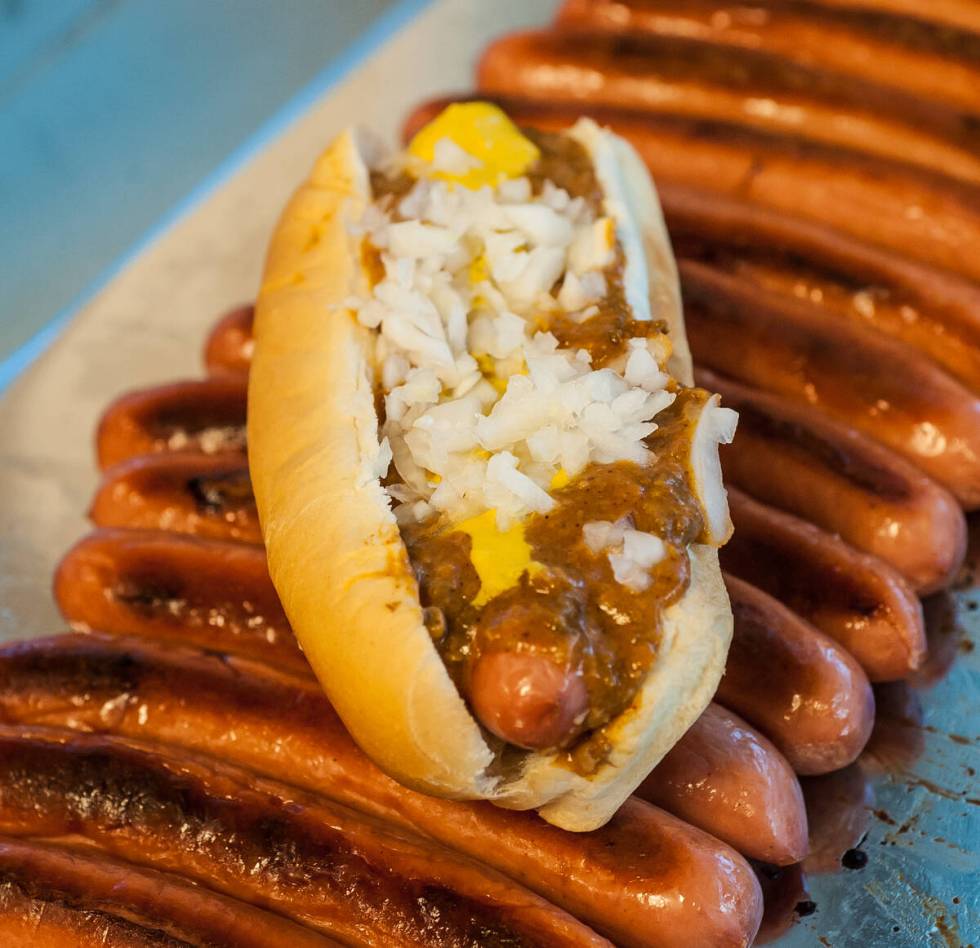 An Original Detroit Coney with chili, mustard and sweet onions at American Coney Island in the ...