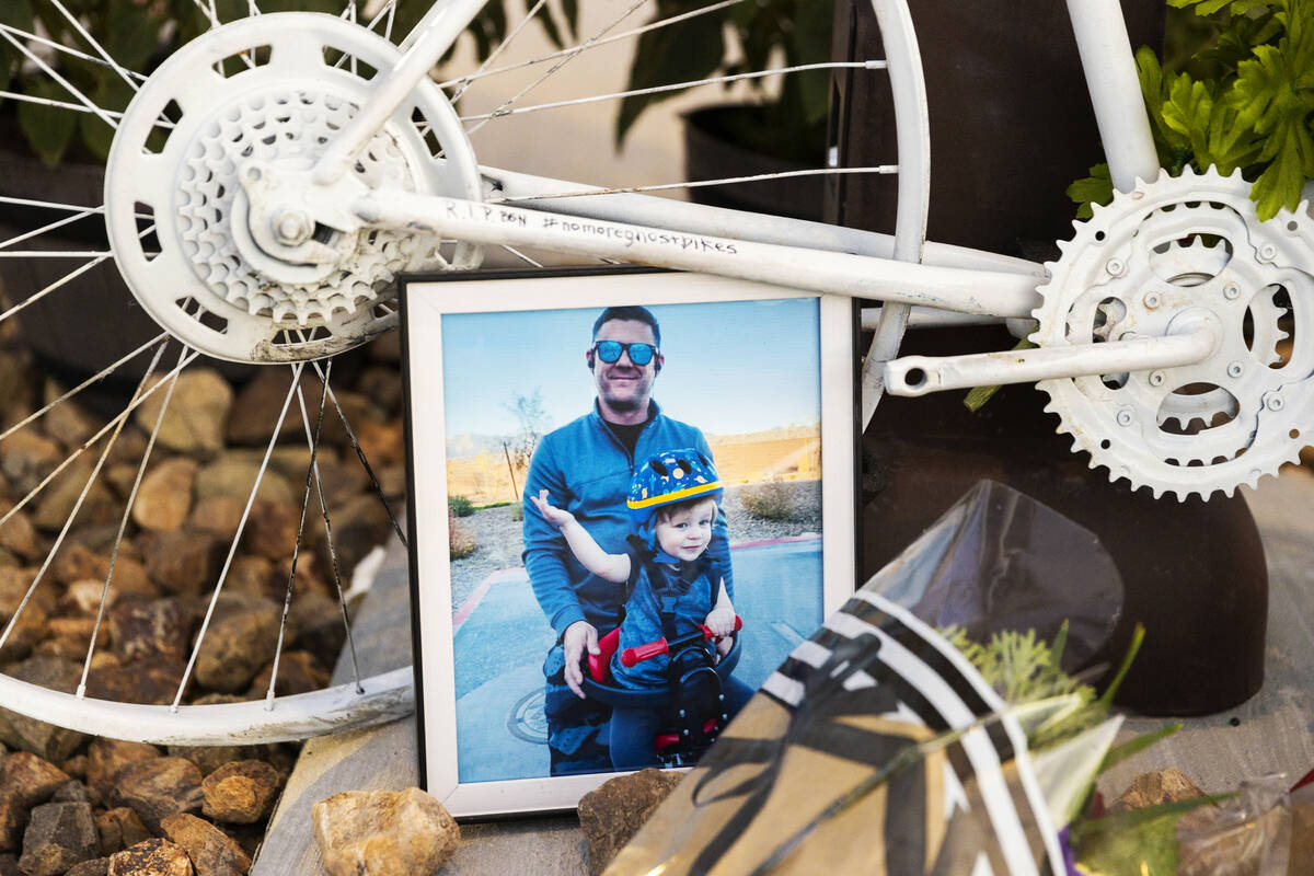 A photo of Ben Black, with son Theodore, 1.5, the bicyclist killed last Sunday in North Las Veg ...