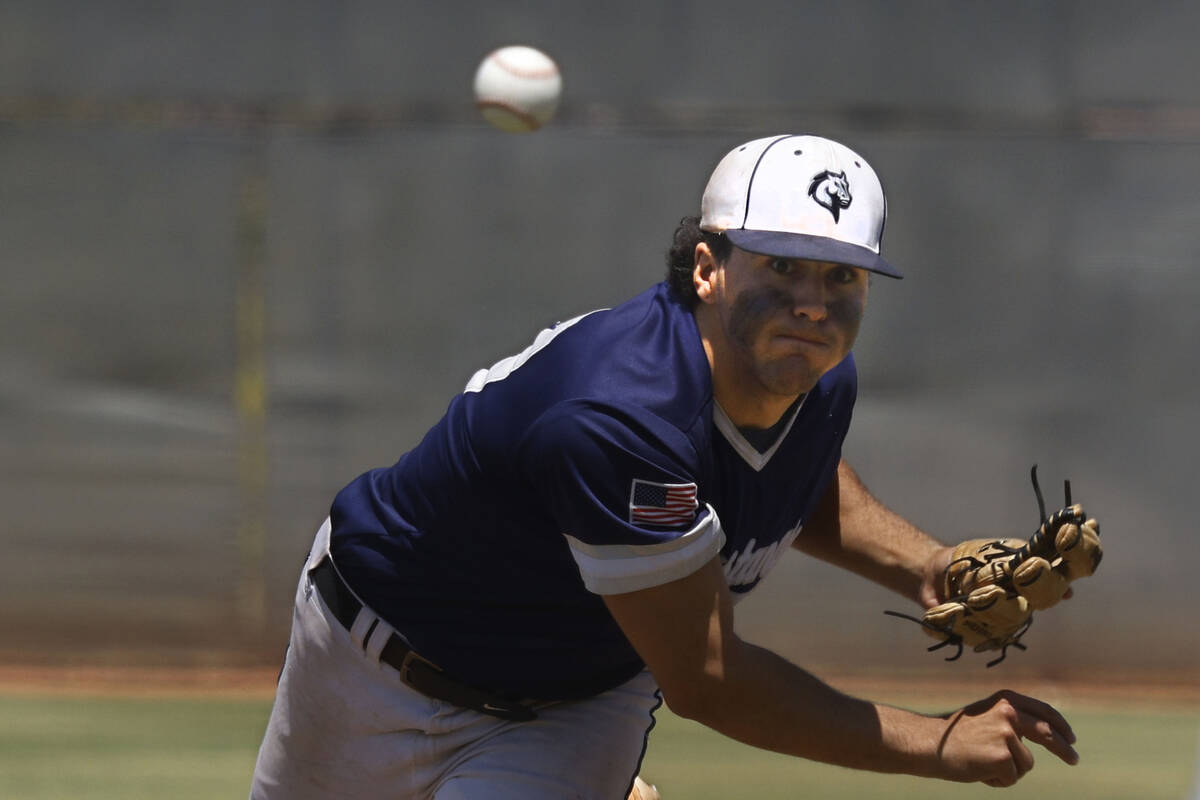 Shadow Ridge pitcher Jordan Bryan delivers during the first inning of the second game against L ...