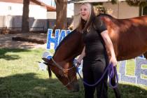 Bailey King, 17, leads her new horse through her front yard on Saturday, May 21, 2022, in Las V ...