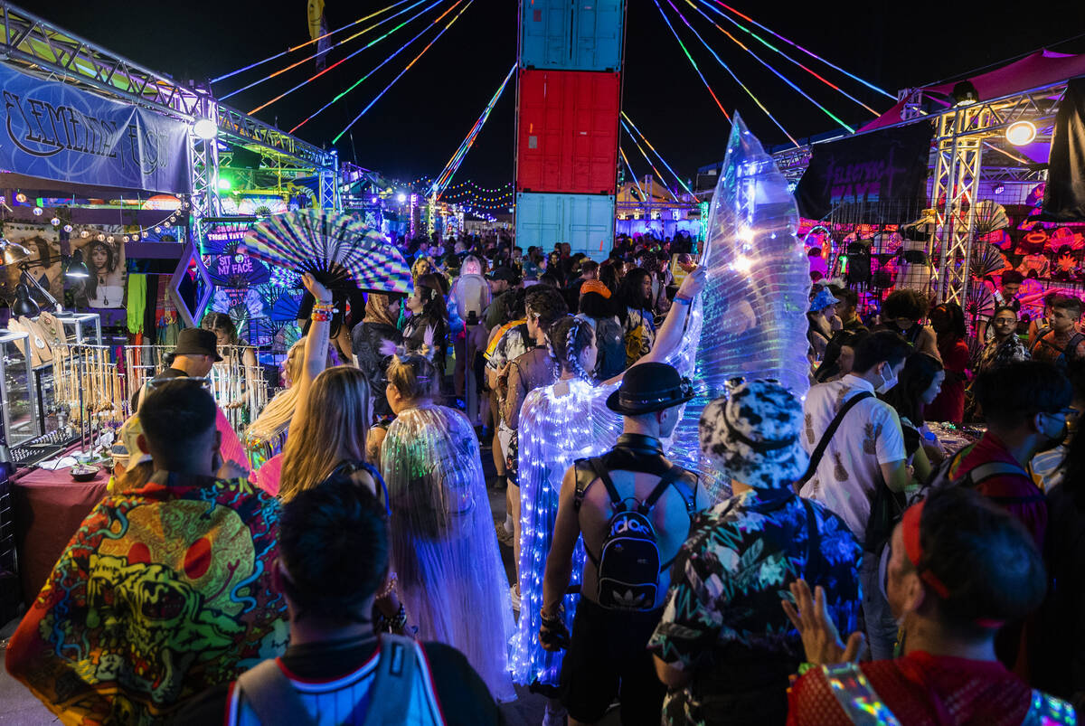 Attendees shop in small vintage stores during day three of Electric Daisy Carnival on Sunday, M ...