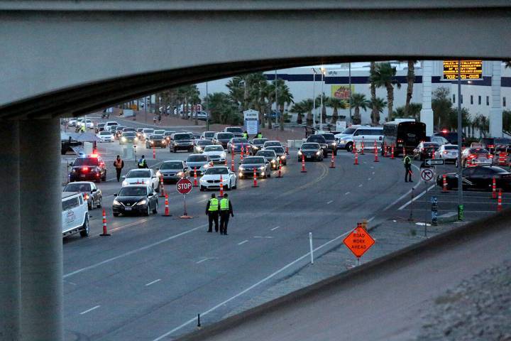 Attendees of the Electric Daisy Carnival begin exit the Las Vegas Motor Speedway as the festiva ...