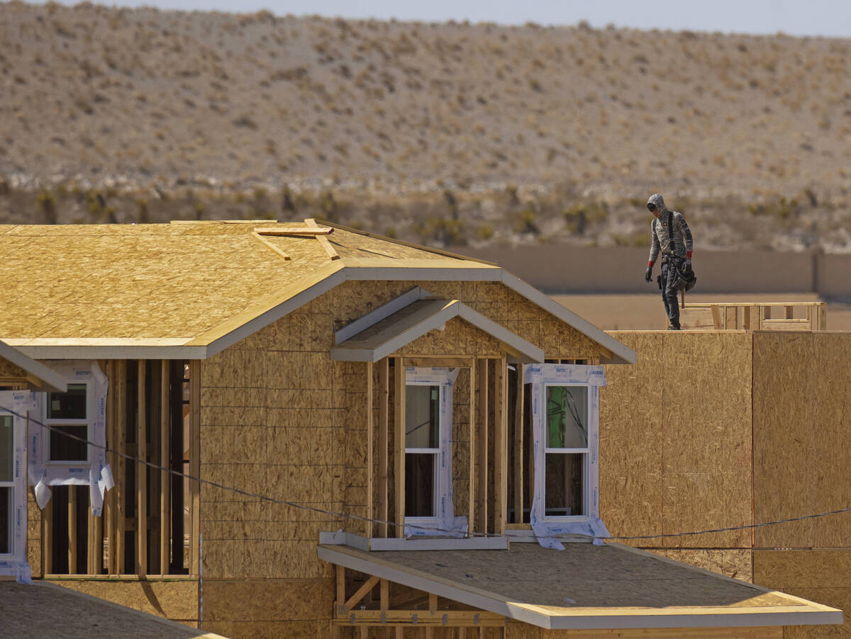 Construction continues on homes in the northwest Las Vegas Valley on Monday, May 23, 2022, in L ...