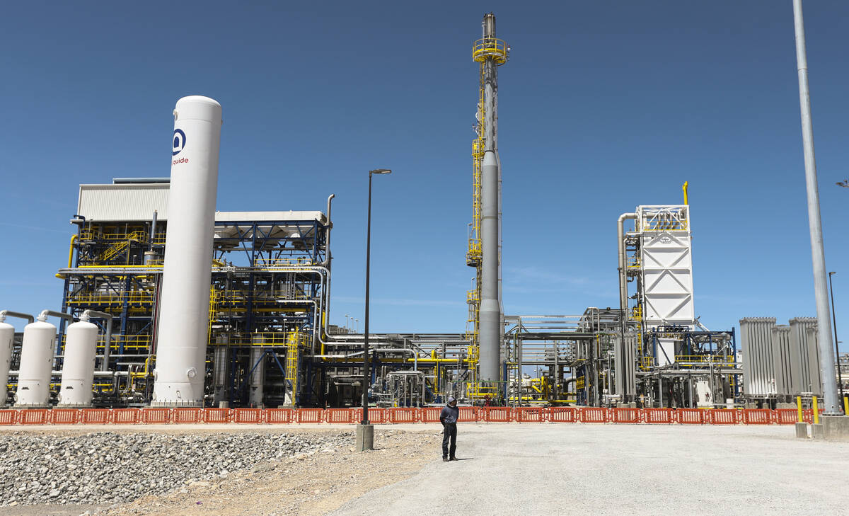 The Air Liquide liquid hydrogen facility is seen on Tuesday, May 24, 2022, in North Las Vegas. ...