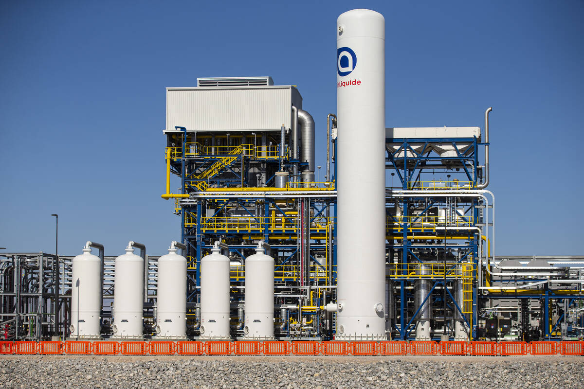 The Air Liquide liquid hydrogen facility is seen on Tuesday, May 24, 2022, in North Las Vegas. ...
