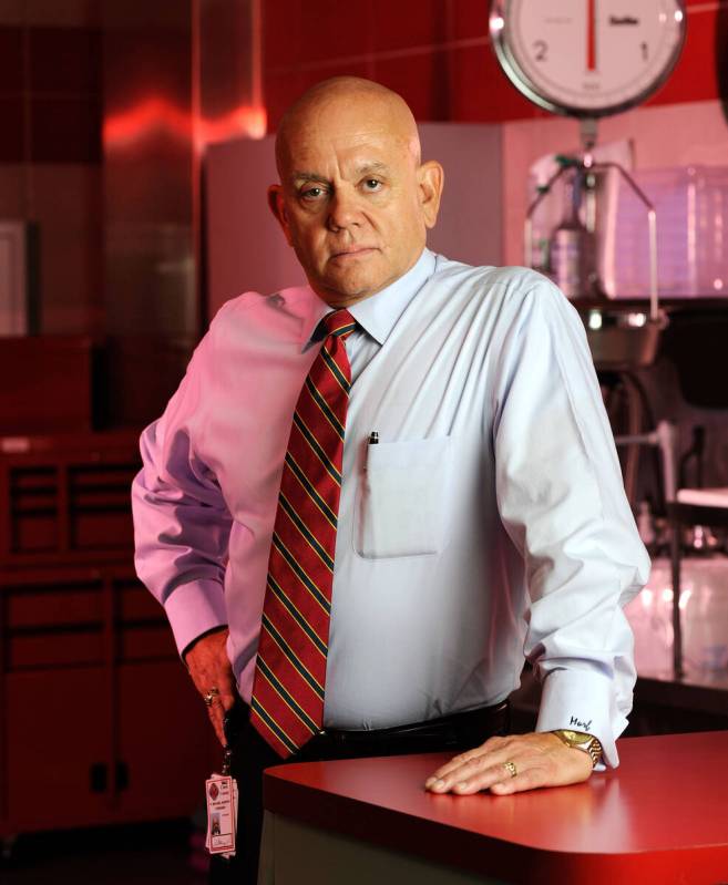 Former Clark County Coroner Michael Murphy poses in one of the autopsy suites in 2012. (David B ...