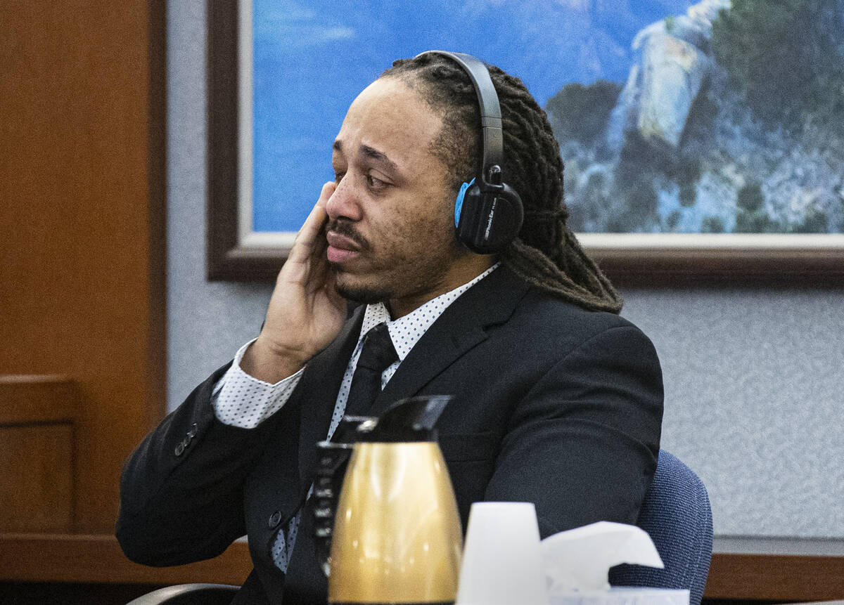 Michael Solid weeps as he testifies during his retrial at the Regional Justice Center on Monday ...
