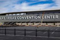 The lettering is now done on the side of the Las Vegas Convention Center West Hall on Wednesday ...